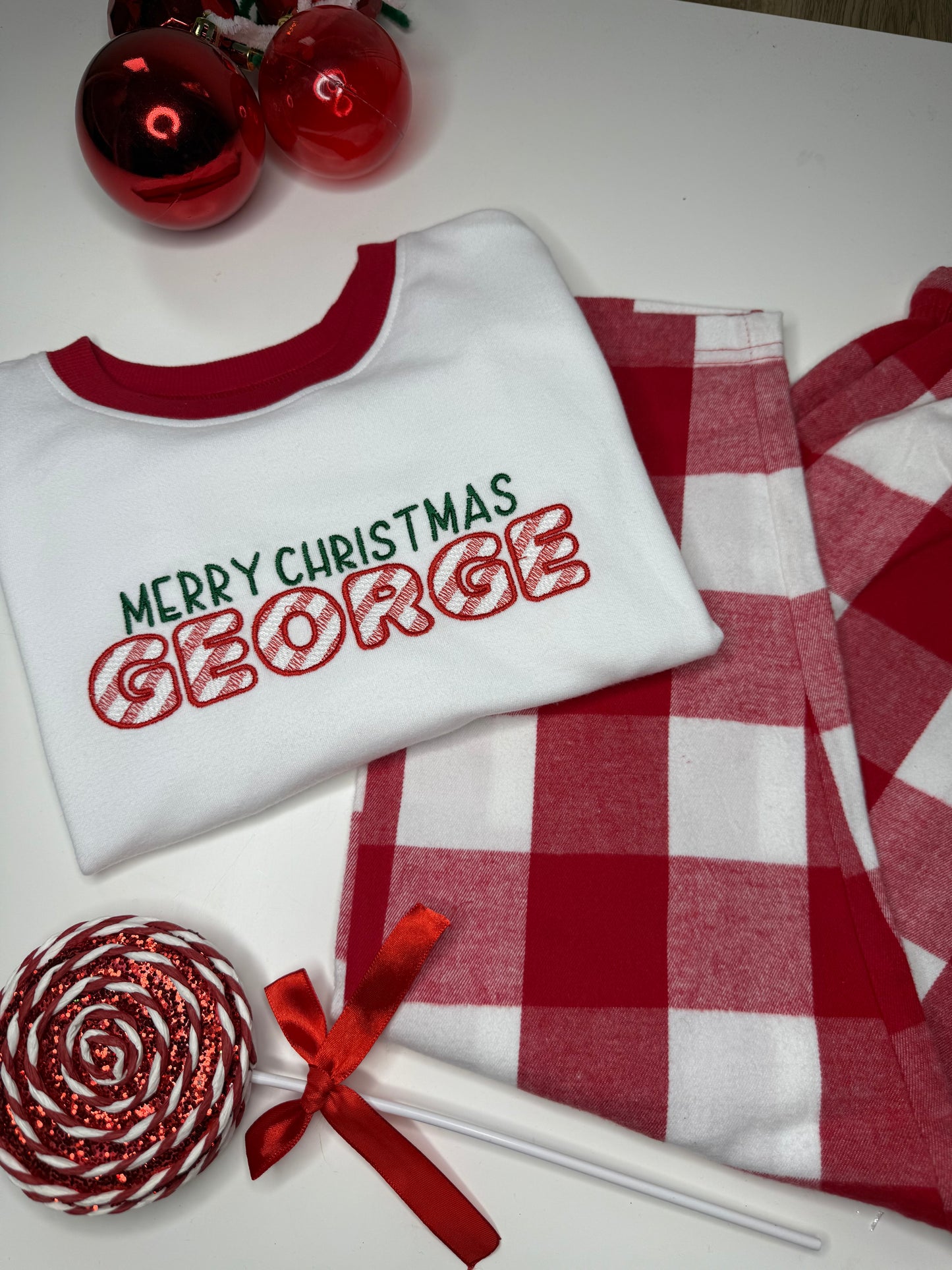 Personalised Merry Christmas Fleece Christmas Pyjamas