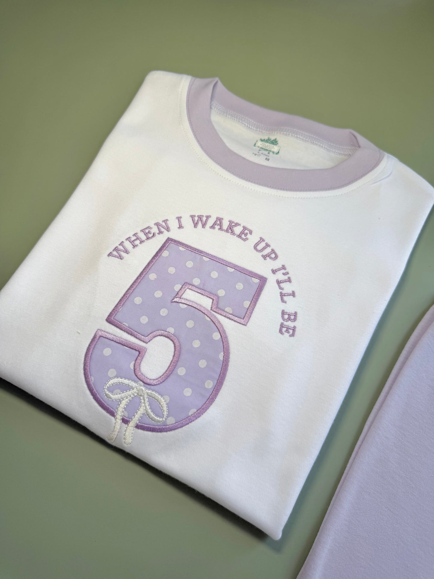Personalised When I Wake up Lilac Spot & Bow Number Short Pyjamas