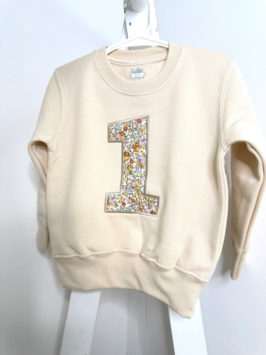 Cream Floral Birthday Number Sweatshirt