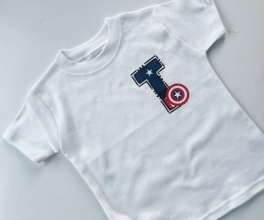 Superhero Captain inspired Initial T-Shirt