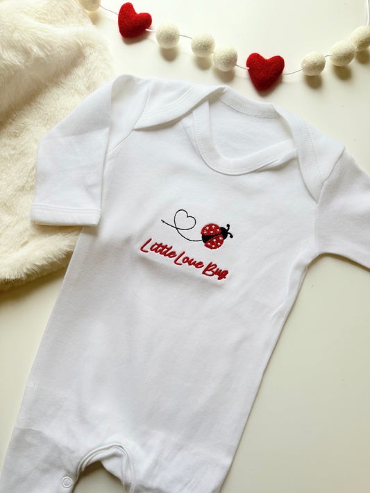 Little Love Bug Valentine White Babygrow