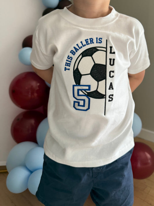 ‘This Baller is’ Football Theme Birthday T-Shirt