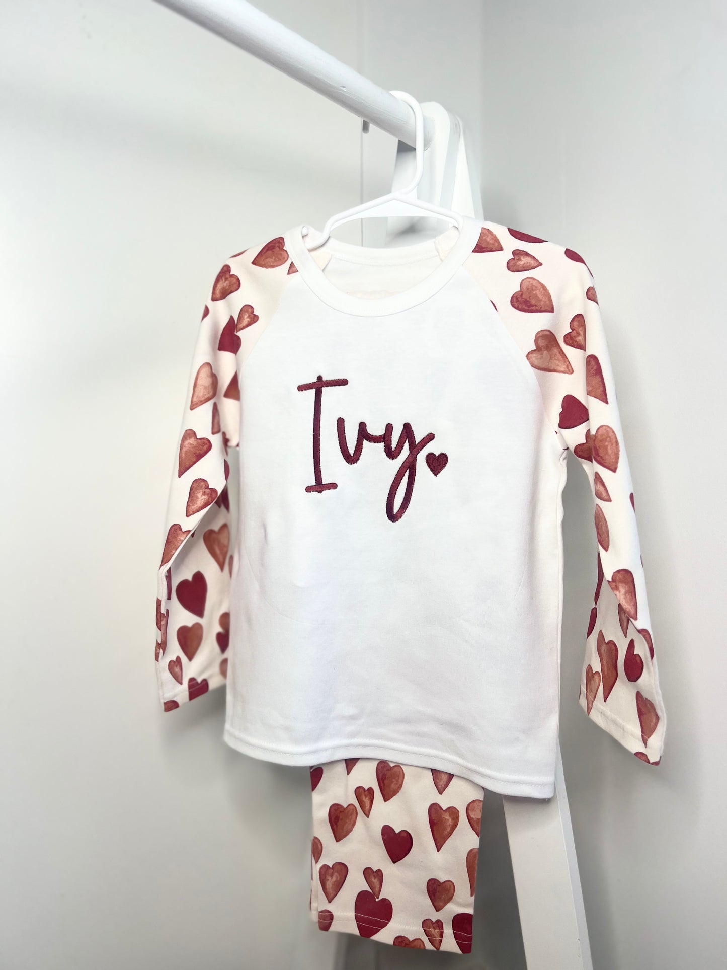 Heart Raglan Personalised Pyjamas