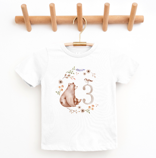 Personalised Woodland Bear Number T-shirt