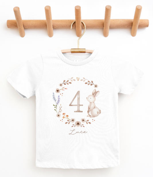 Personalised Woodland Bunny Number T-shirt