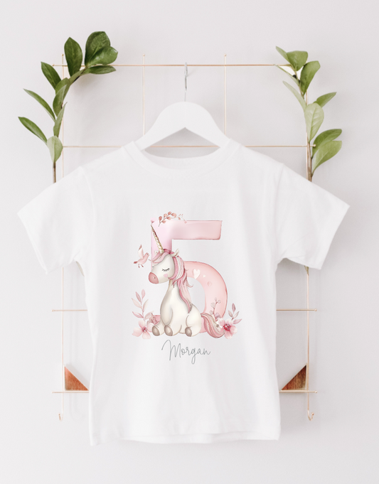 Personalised Unicorn Number T-Shirt