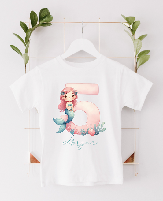 Personalised Mermaid Number T-Shirt