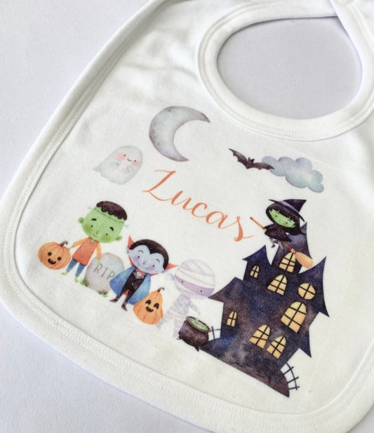 Personalised Halloween Spooky House Bib